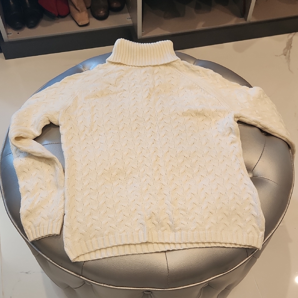 Cream Cable Knit Turtleneck Sweater
